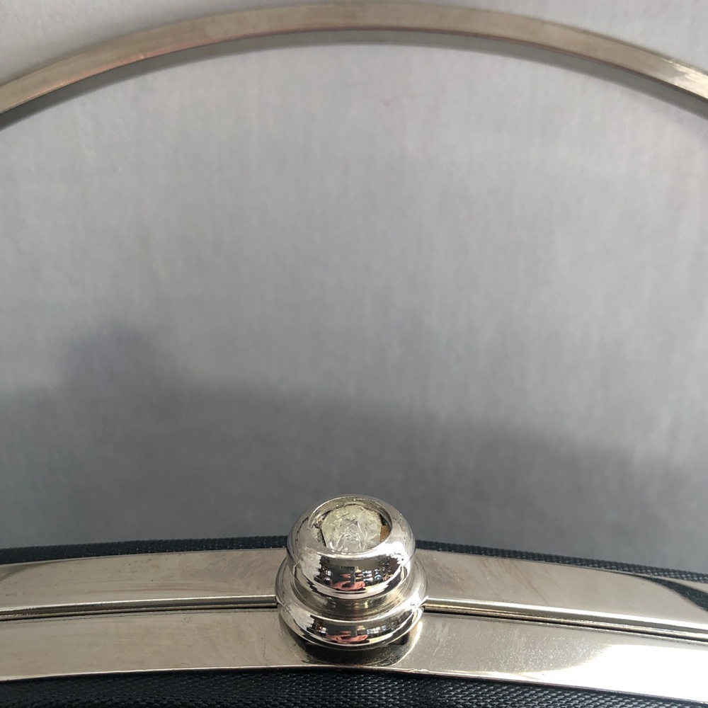 Classic Black Hard Bodied Evening Bag With Silver-Tone  Hardware - Picture 3 of 14